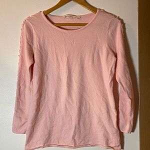 Soft Surroundings Light Pink Long-Sleeve Crewneck Top
